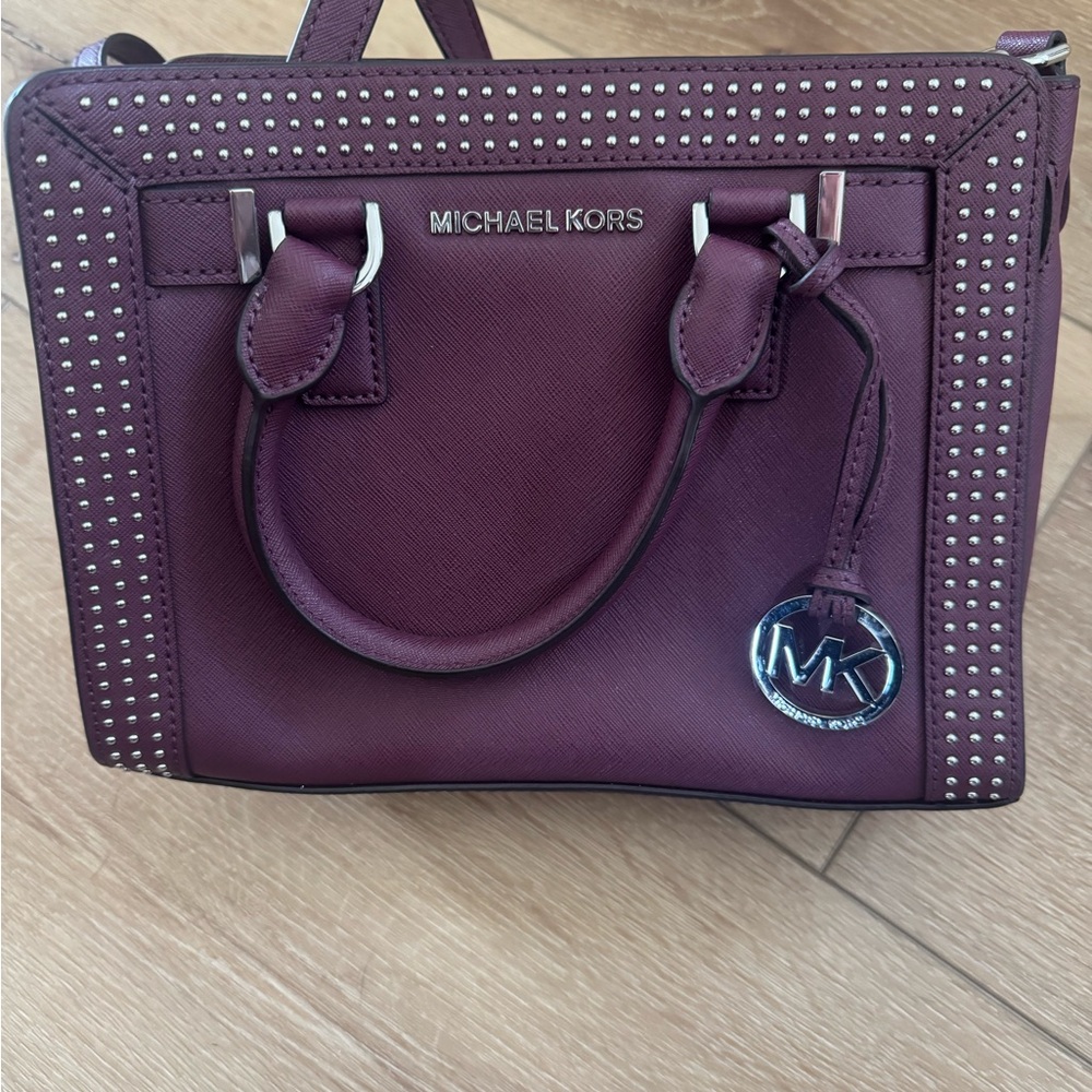 Michael Kors Plum Studded Satchel
